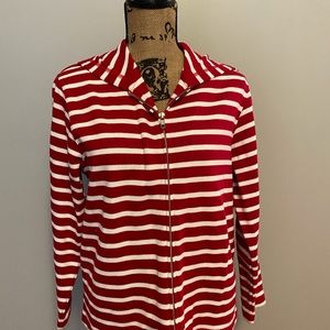 LIKE NEW- Red & white stripes zip-up jacket